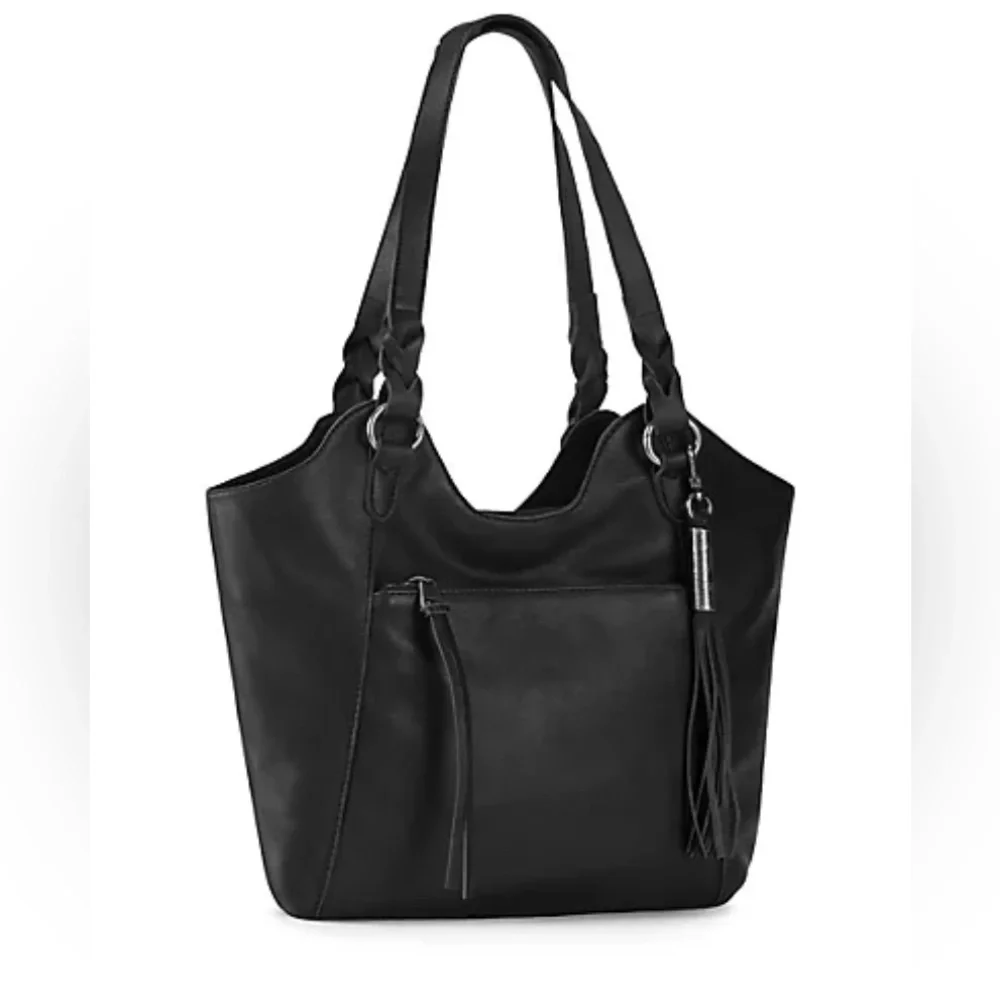 The Sak Handbag Sierra Leather Black Shopper Shoulder Bag AUTHENTIC NWT - Picture 11 of 12
